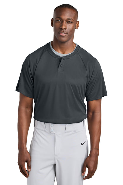 Front View of IronGrey Sport-Tek PosiCharge Competitor 2-Button Henley ST359 plain