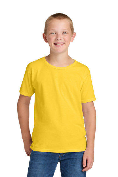 Front View of IslandYllw Jerzees Classics Youth Cotton T-Shirt 363Y plain