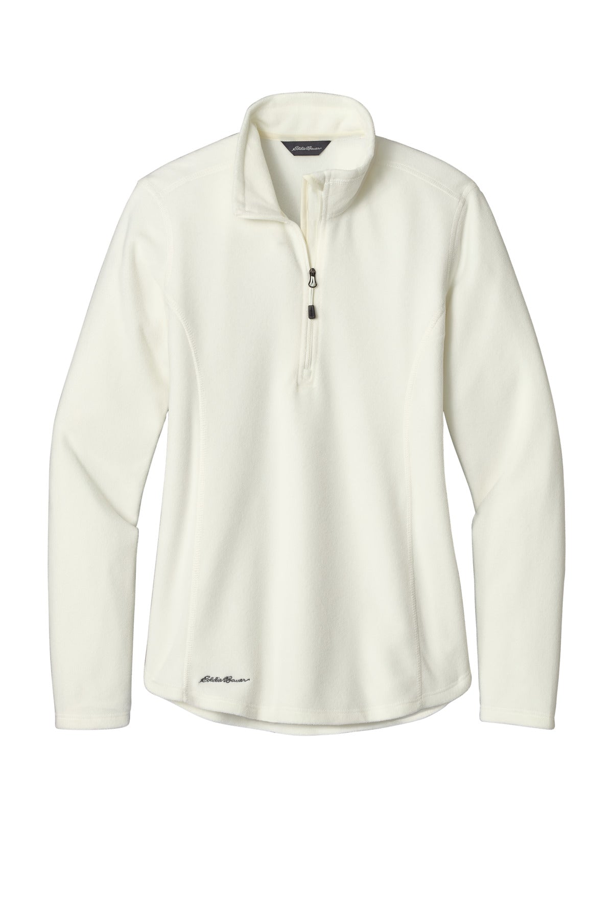 Front View of Ivory Eddie Bauer Women's 1/2-Zip Microfleece Jacket EB227 plain