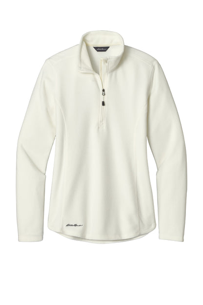 Front View of Ivory Eddie Bauer Women's 1/2-Zip Microfleece Jacket EB227 plain