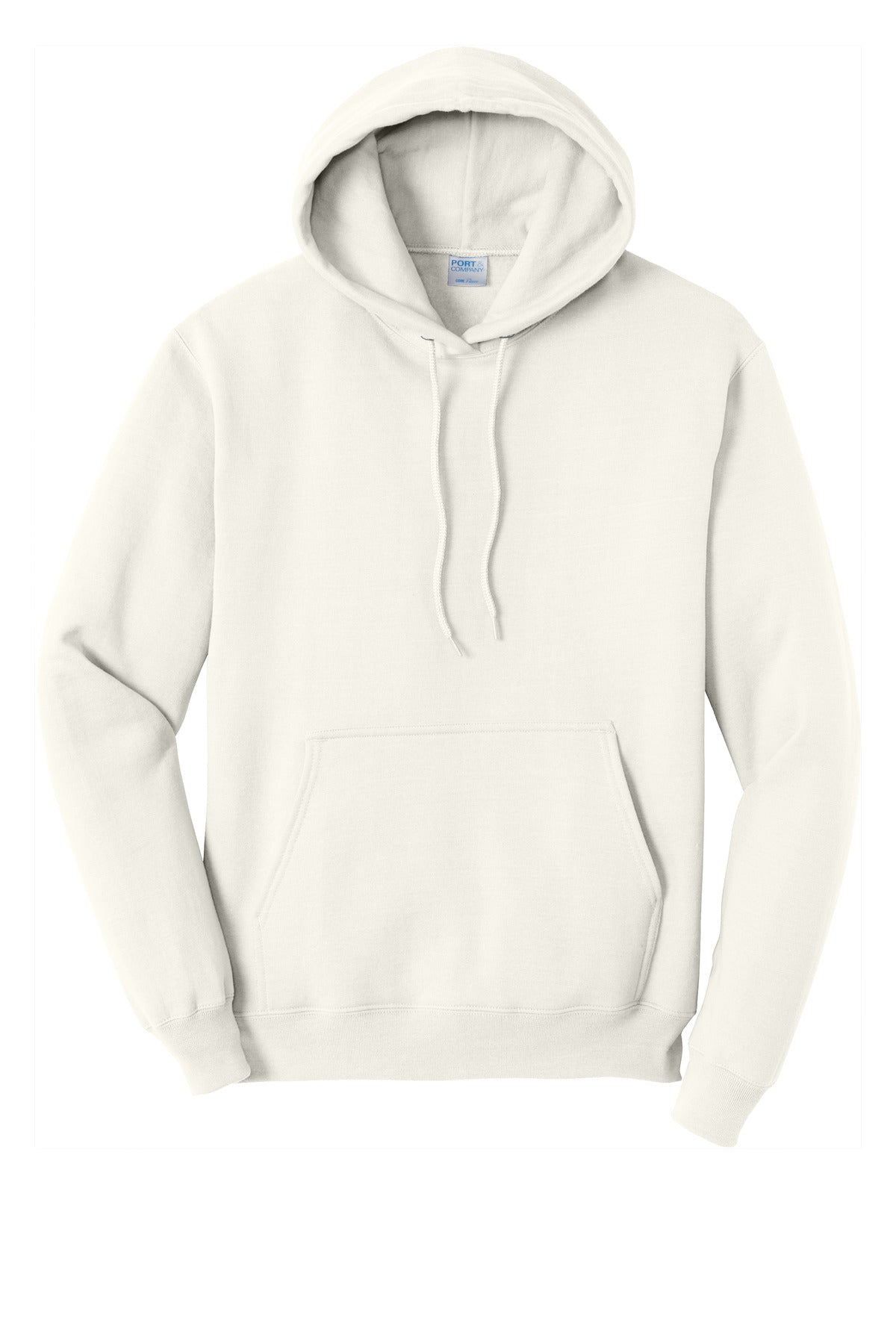 Front View of Ivory Port & Co Core Fleece Pullover Hooded Sweatshirt. PC78H plain