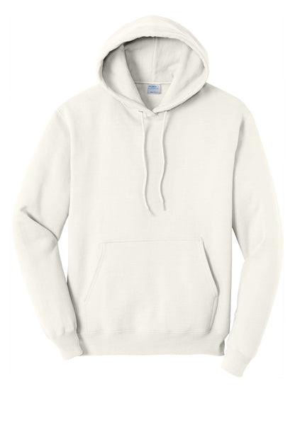 Front View of Ivory Port & Co Core Fleece Pullover Hooded Sweatshirt. PC78H plain