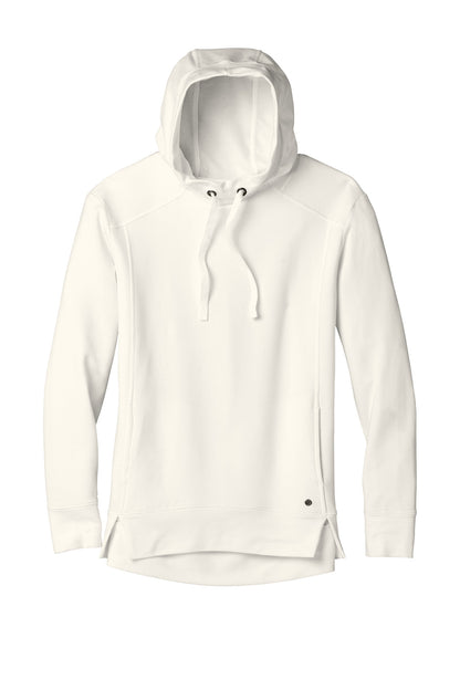 Front View of Ivory Snow OGIO Women's Luuma Pullover Fleece Hoodie. LOG810 plain