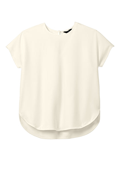 Front View of IvoryChiff Mercer+Mettle Women's Stretch Crepe Crew MM2015 plain