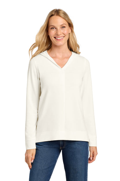 Front View of IvoryChiff Port Authority Women's Microterry Pullover Hoodie LK826 plain
