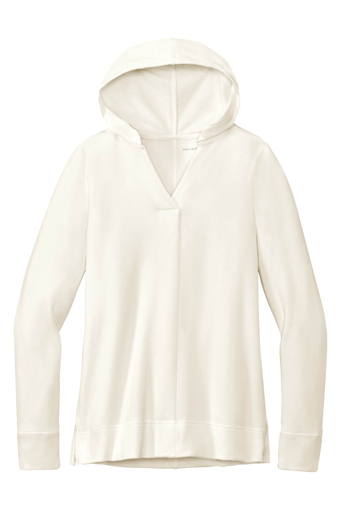 Front View of IvoryChiff Port Authority Women's Microterry Pullover Hoodie LK826 plain