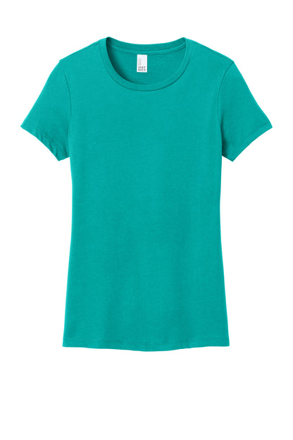 Front View of Jade District Women's Perfect Weight Tee. DM104L plain