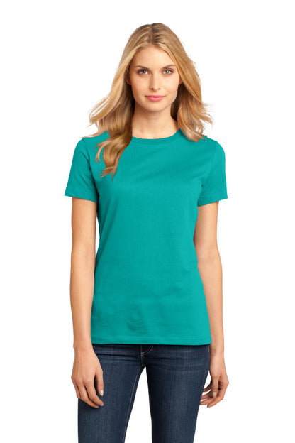 Front View of Jade District Women's Perfect Weight Tee. DM104L plain