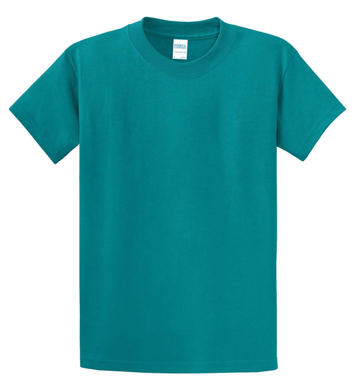 Front View of Jade Green Port & Co Essential Tee. PC61 plain