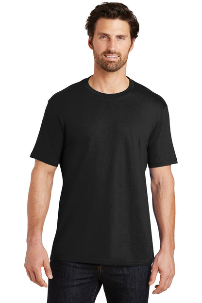 Front View of Jet Black District Perfect Weight Tee. DT104 plain