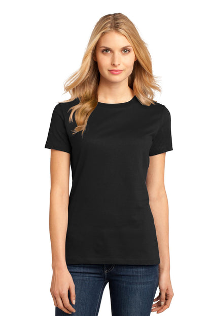 Front View of Jet Black District Women's Perfect Weight Tee. DM104L plain