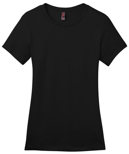 Front View of Jet Black District Women's Perfect Weight Tee. DM104L plain