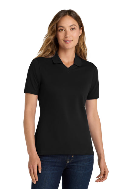 Front View of Jet Black Port Authority Women's Rapid Dry Polo. L455 plain
