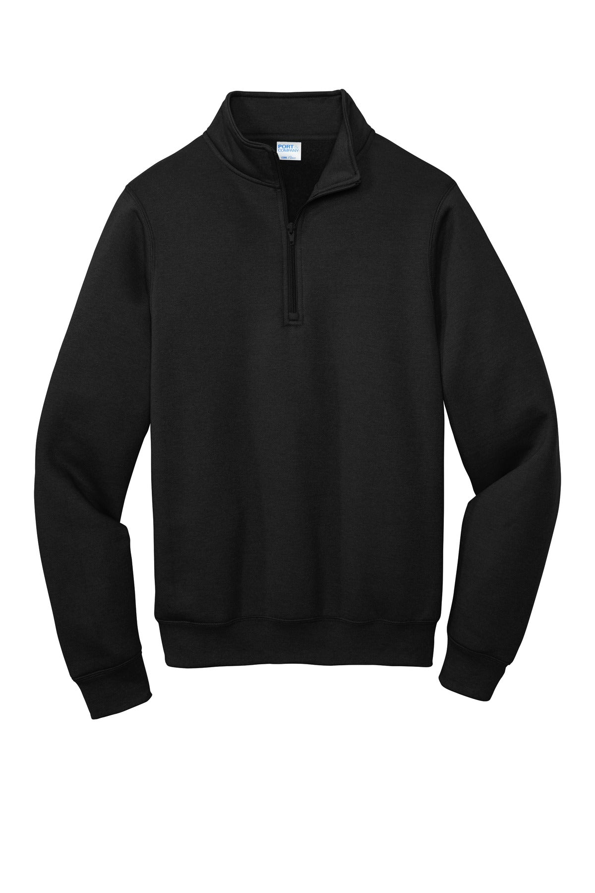 Front View of Jet Black Port & Co Core Fleece 1/4-Zip Pullover Sweatshirt PC78Q