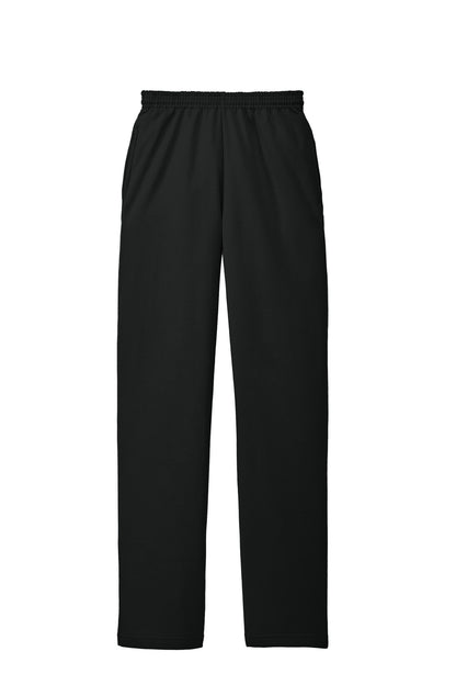 Front View of Jet Black Port & Co Core Fleece Sweatpant with Pockets. PC78P plain