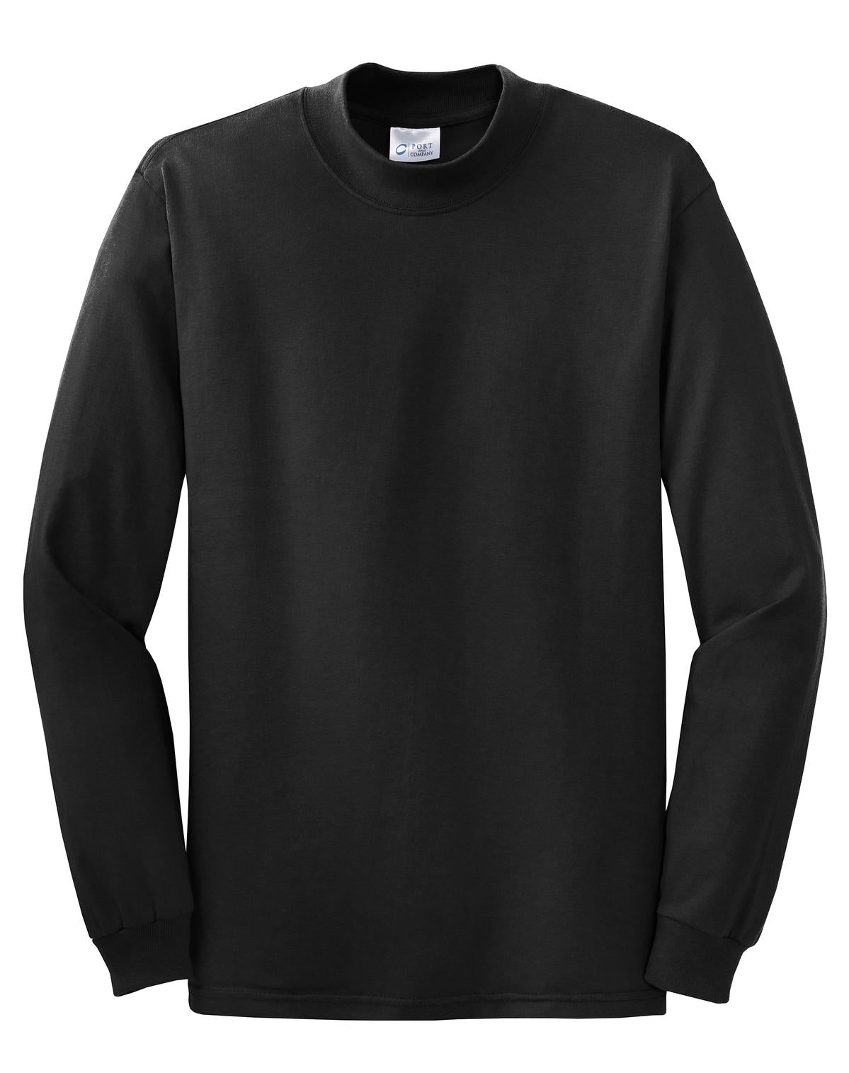Front View of Jet Black Port & Co Essential Mock Turtleneck. PC61M plain