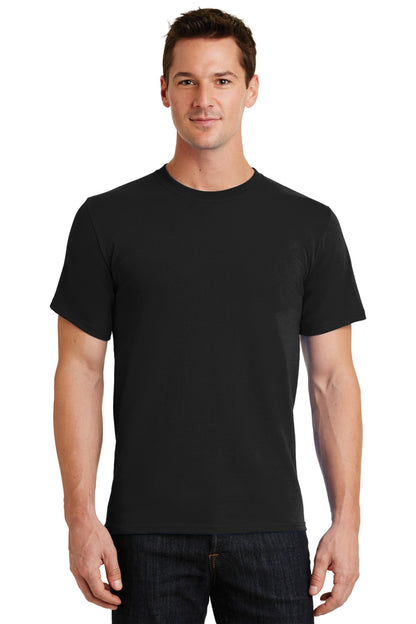 Front View of Jet Black Port & Co Essential Tee. PC61 plain
