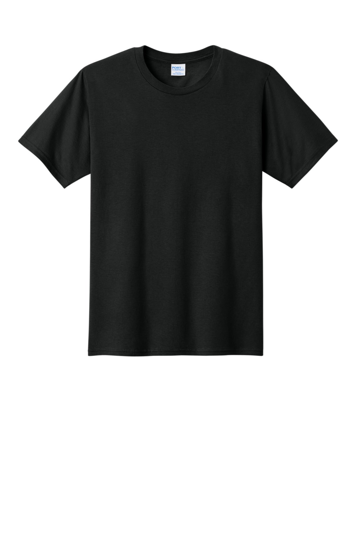 Front View of Jet Black Port & Co Fan Favorite Tee. PC450 plain