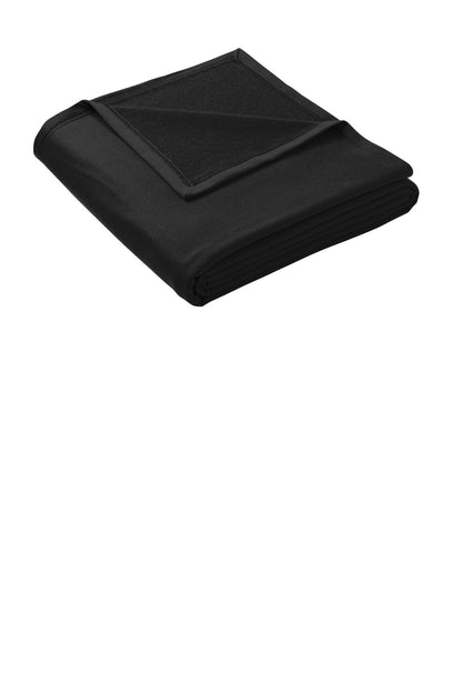 Front View of Jet Black Port & Co Oversized Core Fleece Sweatshirt Blanket BP79 plain
