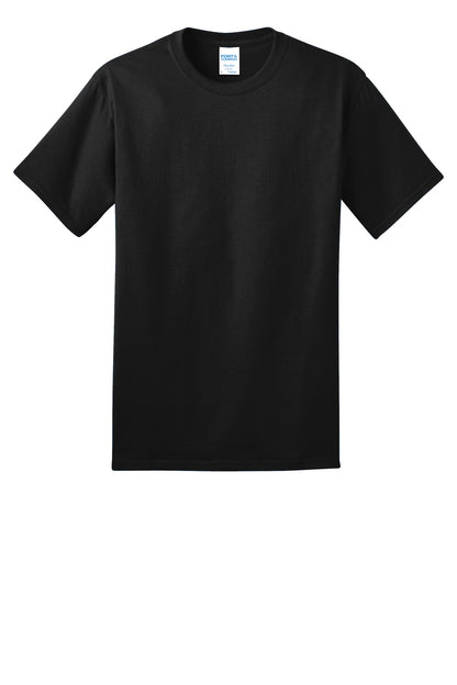 Front View of Jet Black Port & Co Ring Spun Cotton Tee. PC150 plain