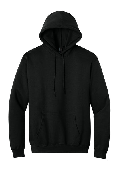 Front View of Jet Black Port & Co Tall Essential Fleece Pullover Hooded Sweatshirt. PC90HT plain