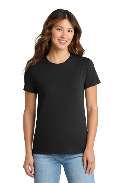 Front View of Jet Black Port & Co Women's Essential Tee. LPC61 plain