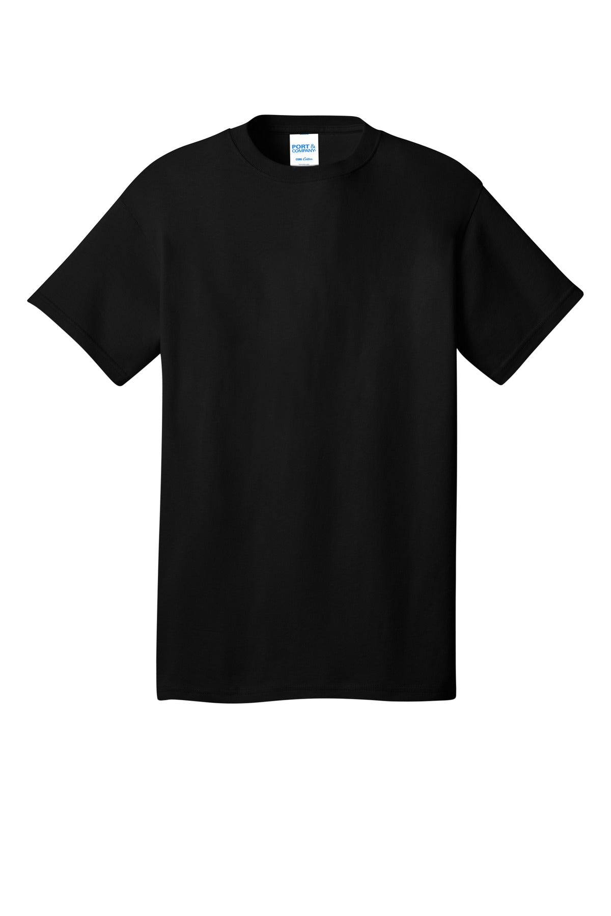 Front View of JetBlack Port & Co Core Cotton DTG Tee PC54DTG plain