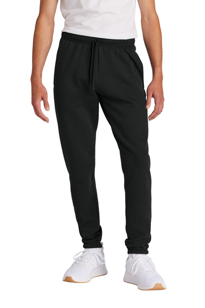 Front View of JetBlack Port & Co Core Fleece Sweatpant PC78SP plain