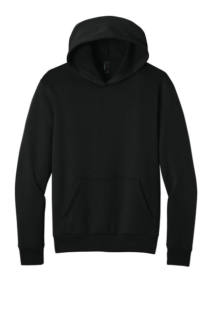 Front View of JetBlack Port & Co Easy Fleece Pullover Hooded Sweatshirt PC68H plain