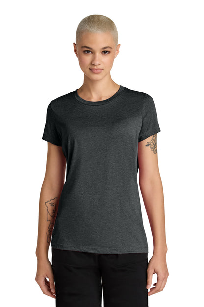 Front View of JetBlackHt District Women's Perfect Weight CVC Tee DT188 plain