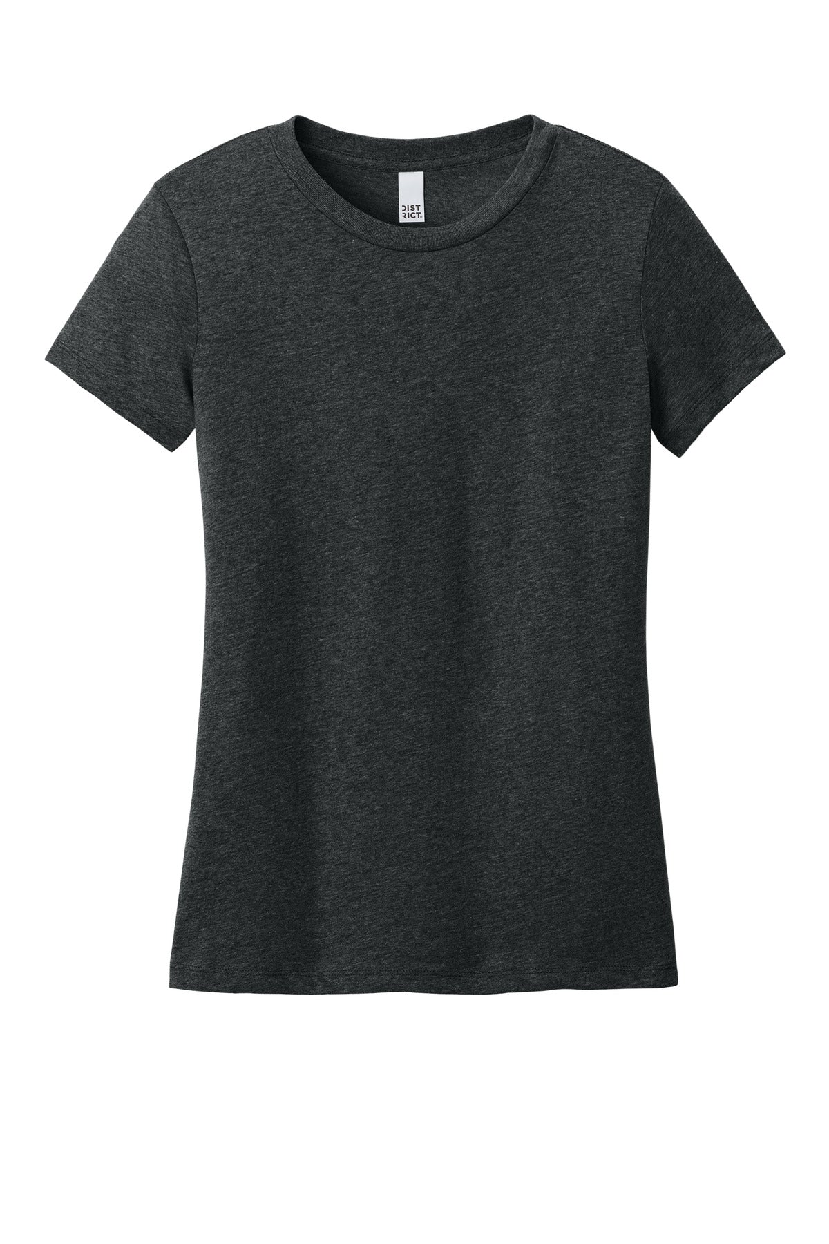 Front View of JetBlackHt District Women's Perfect Weight CVC Tee DT188 plain
