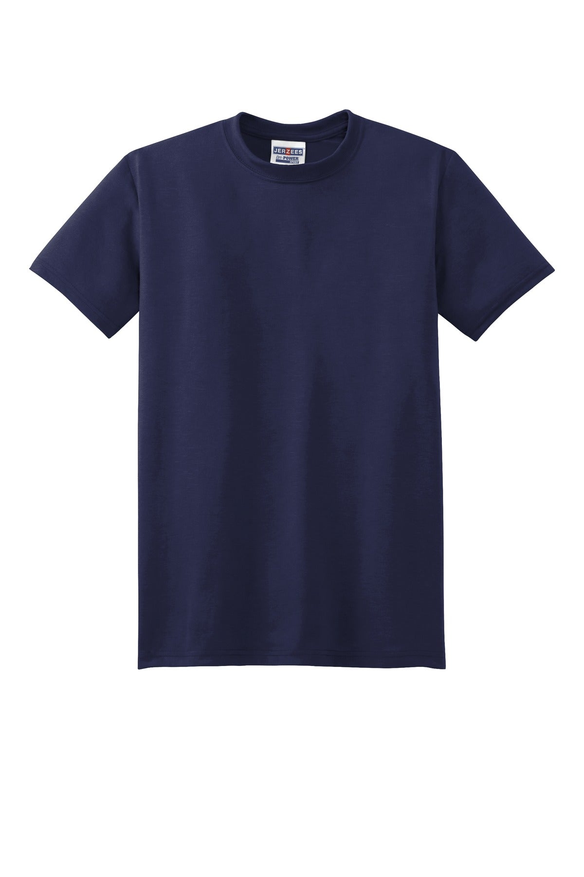 Front View of JNavy Jerzees Dri-Power 100% Polyester T-Shirt. 21M plain