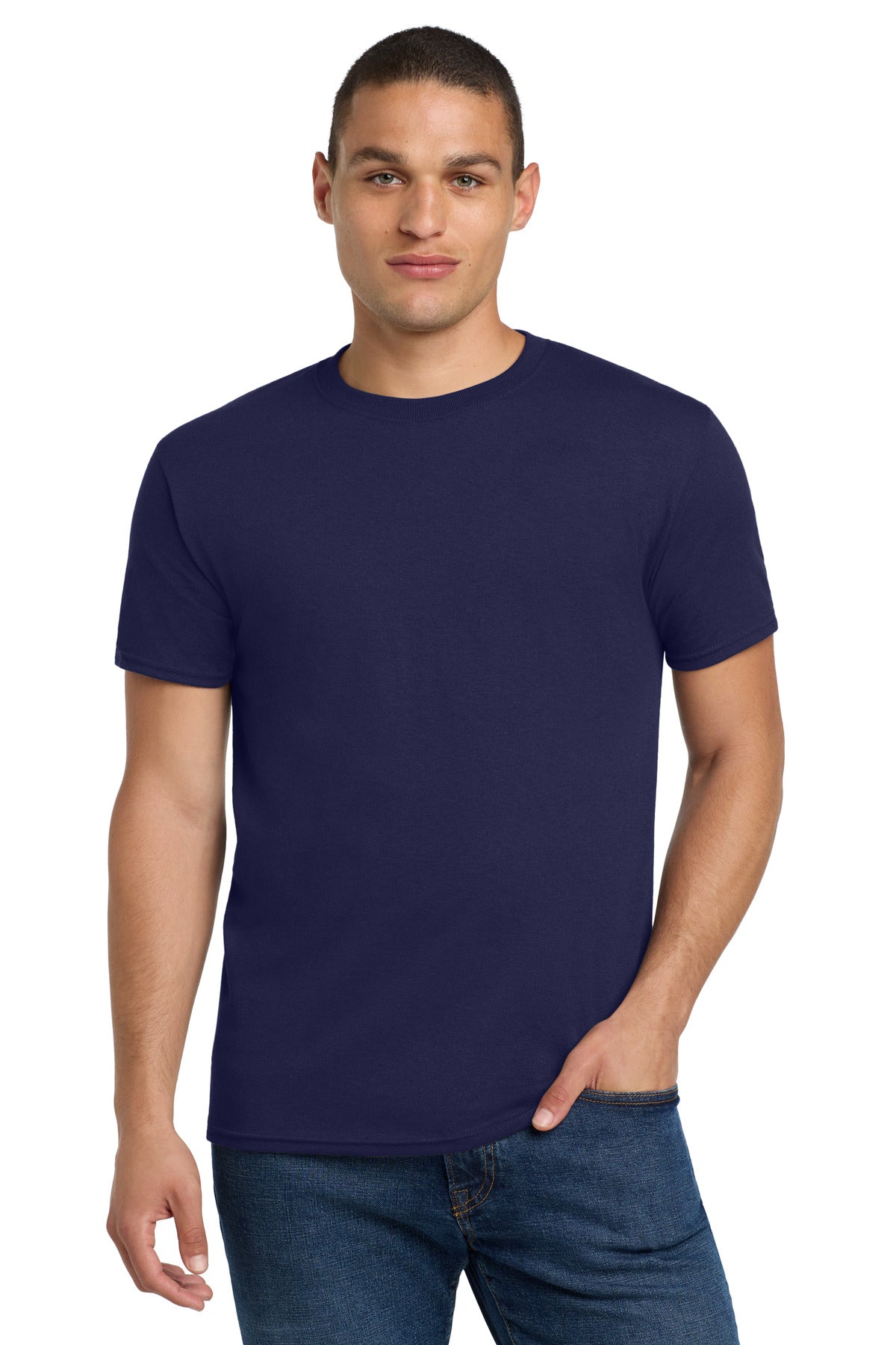 Front View of JNavy Jerzees - Dri-Power 50/50 Cotton/Poly T-Shirt. 29M plain