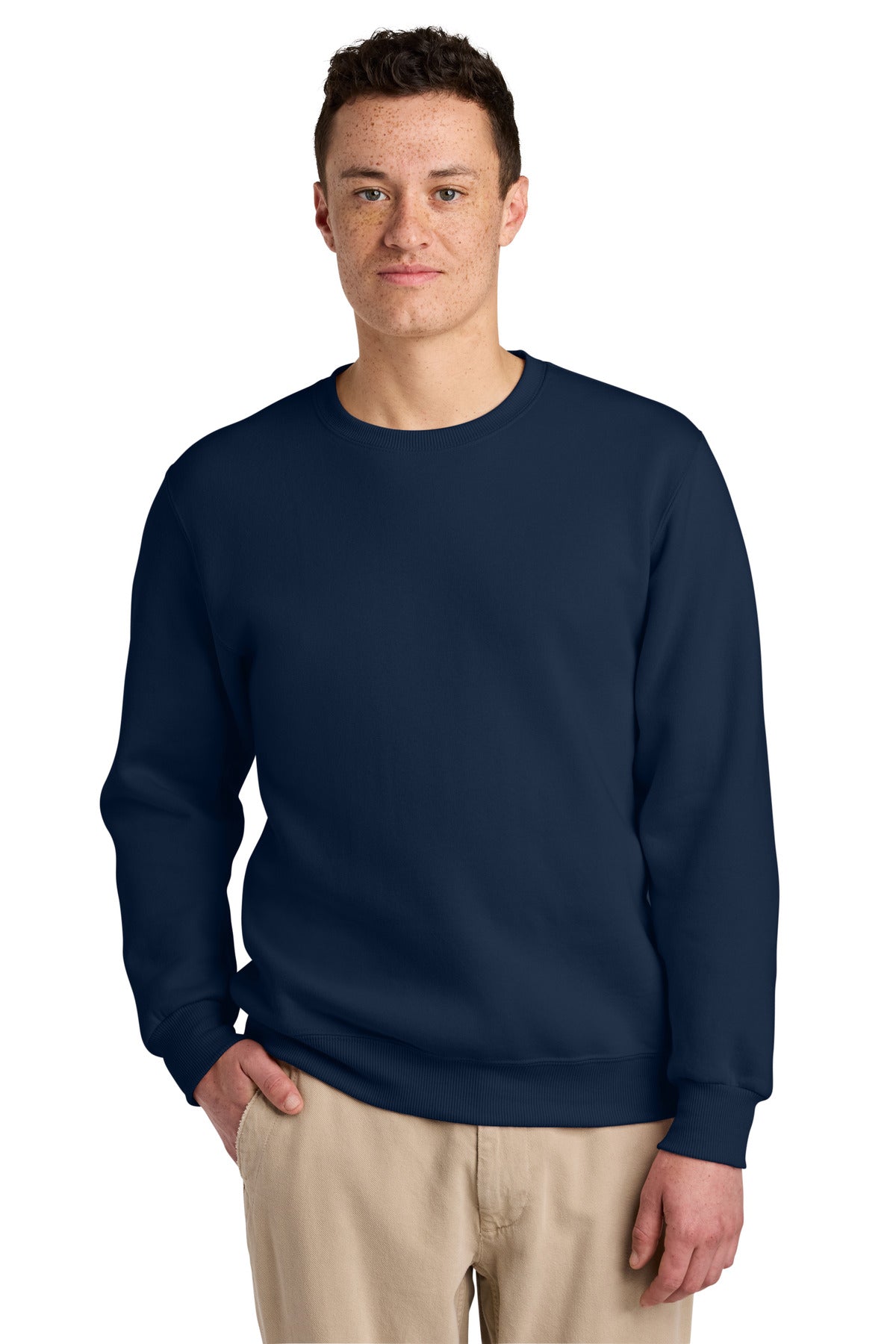 Front View of JNavy Jerzees Eco Premium Blend Crewneck Sweatshirt 701M plain