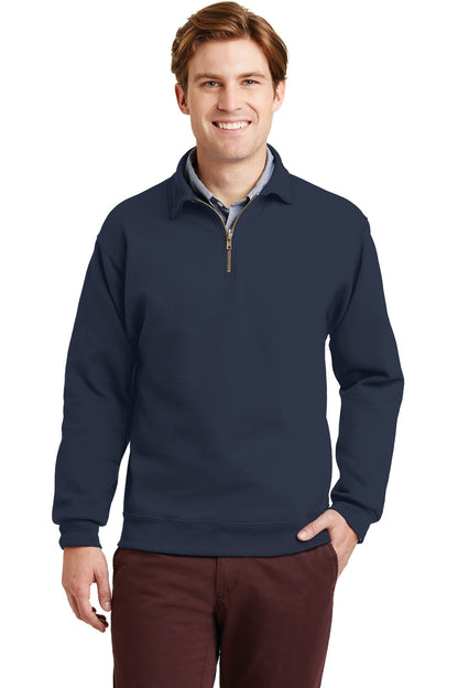 Front View of JNavy Jerzees Super Sweats NuBlend - 1/4-Zip Sweatshirt with Cadet Collar. 4528M plain