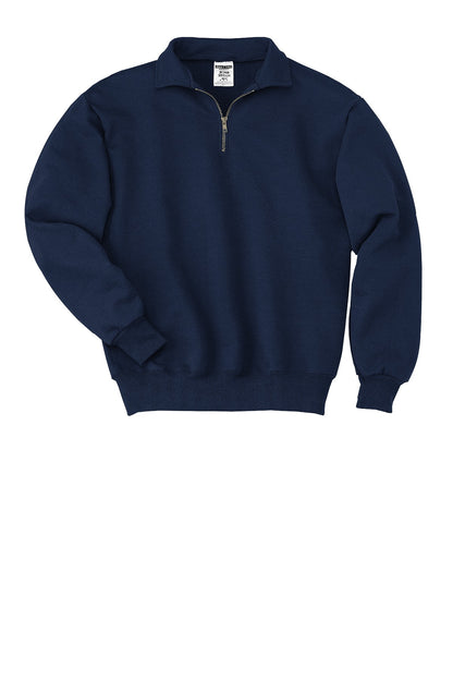 Front View of JNavy Jerzees Super Sweats NuBlend - 1/4-Zip Sweatshirt with Cadet Collar. 4528M plain