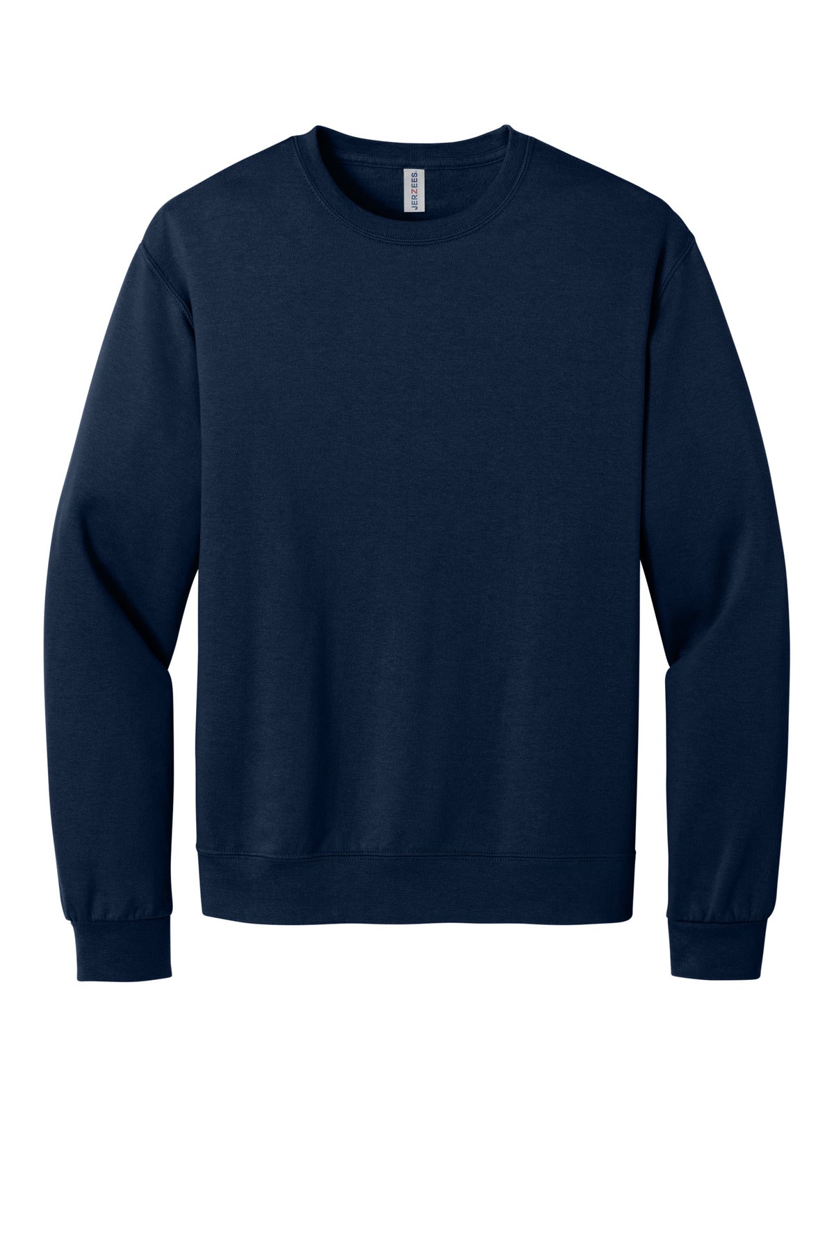 Front View of JNavy Jerzees Ultimate Unisex CVC Ring Spun Crewneck Sweatshirt IC48M plain