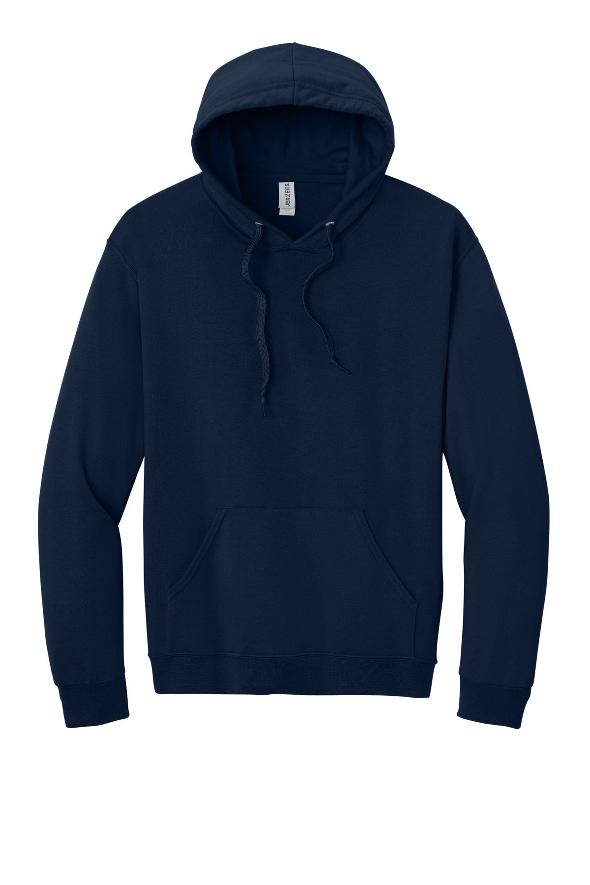 Front View of JNavy Jerzees Ultimate Unisex CVC Ring Spun Hooded Sweatshirt IC49M plain