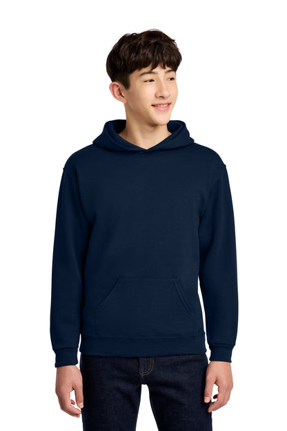 Front View of JNavy Jerzees - Youth NuBlend Pullover Hooded Sweatshirt. 996Y plain