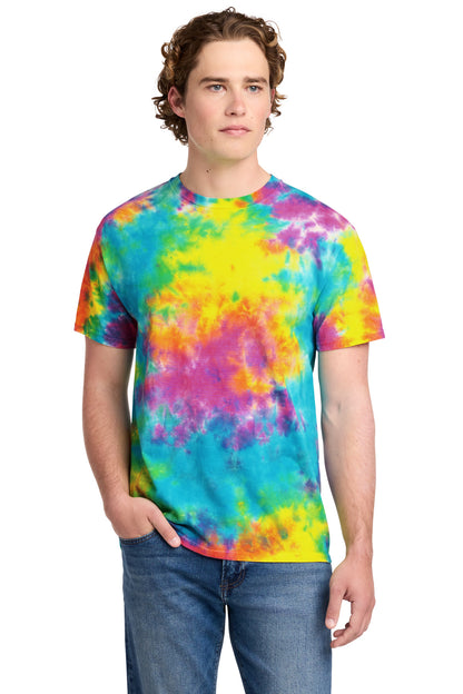Front View of JwltnCbrst Port & Co Crystal Tie-Dye Tee PC145 plain