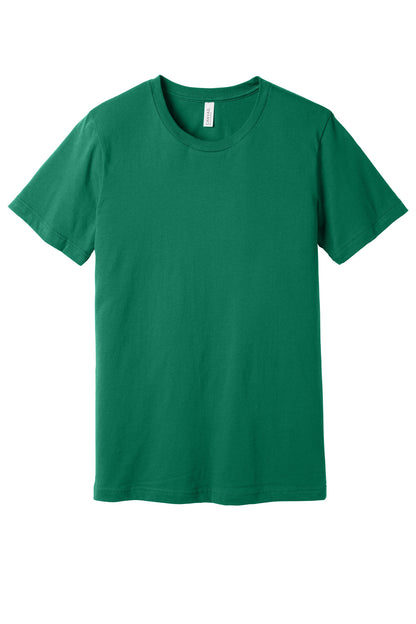 Front View of Kelly BELLA+CANVAS Unisex Jersey Short Sleeve Tee. BC3001 plain