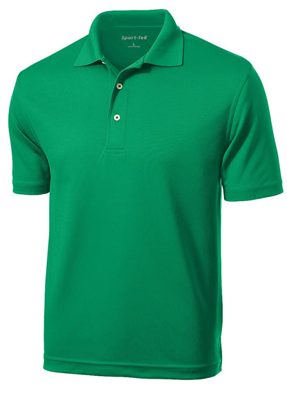 Front View of Kelly Green Sport-Tek Dri-Mesh Polo. K469 plain