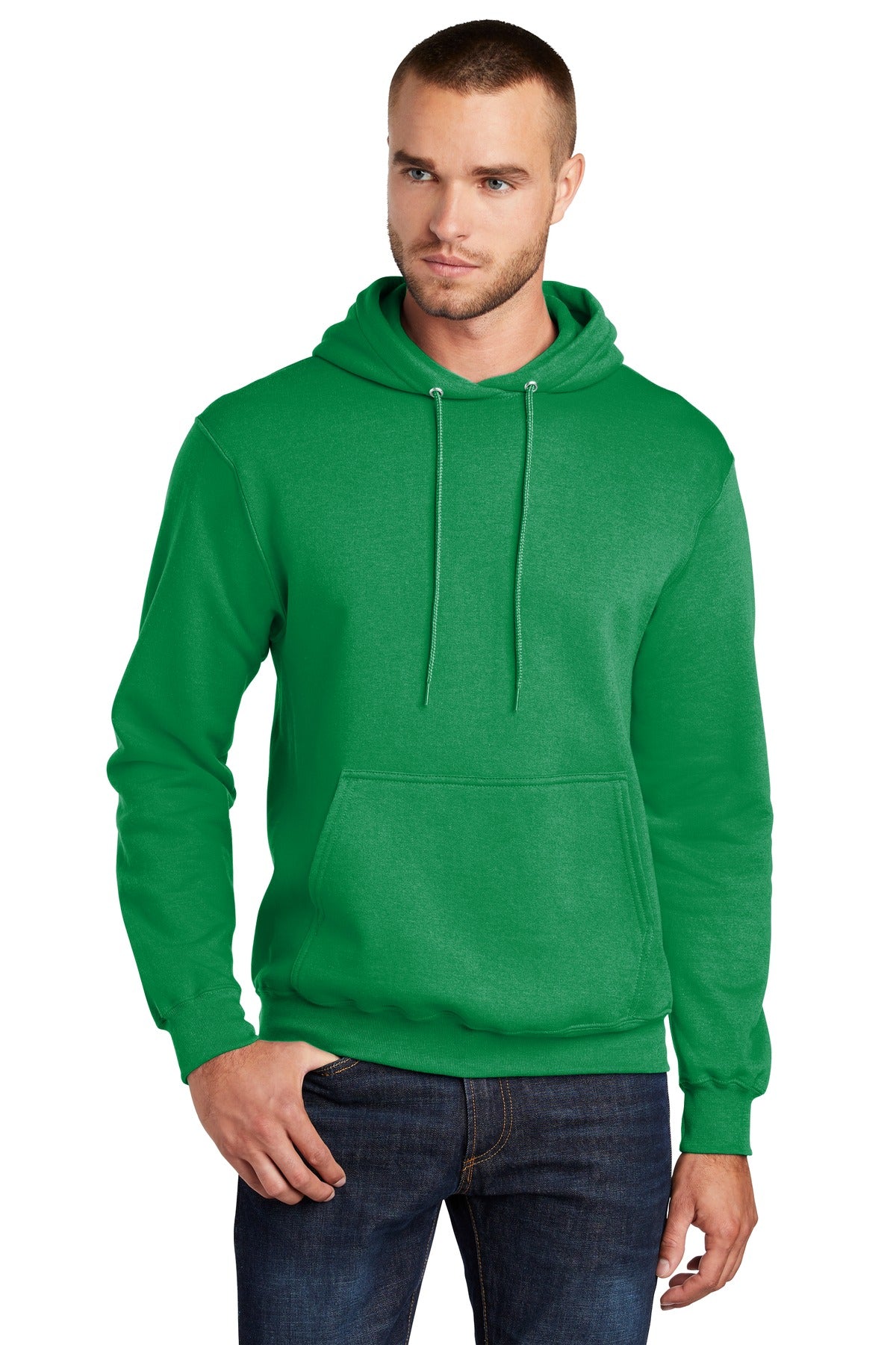 Front View of Kelly Port & Co Core Fleece Pullover Hooded Sweatshirt. PC78H plain