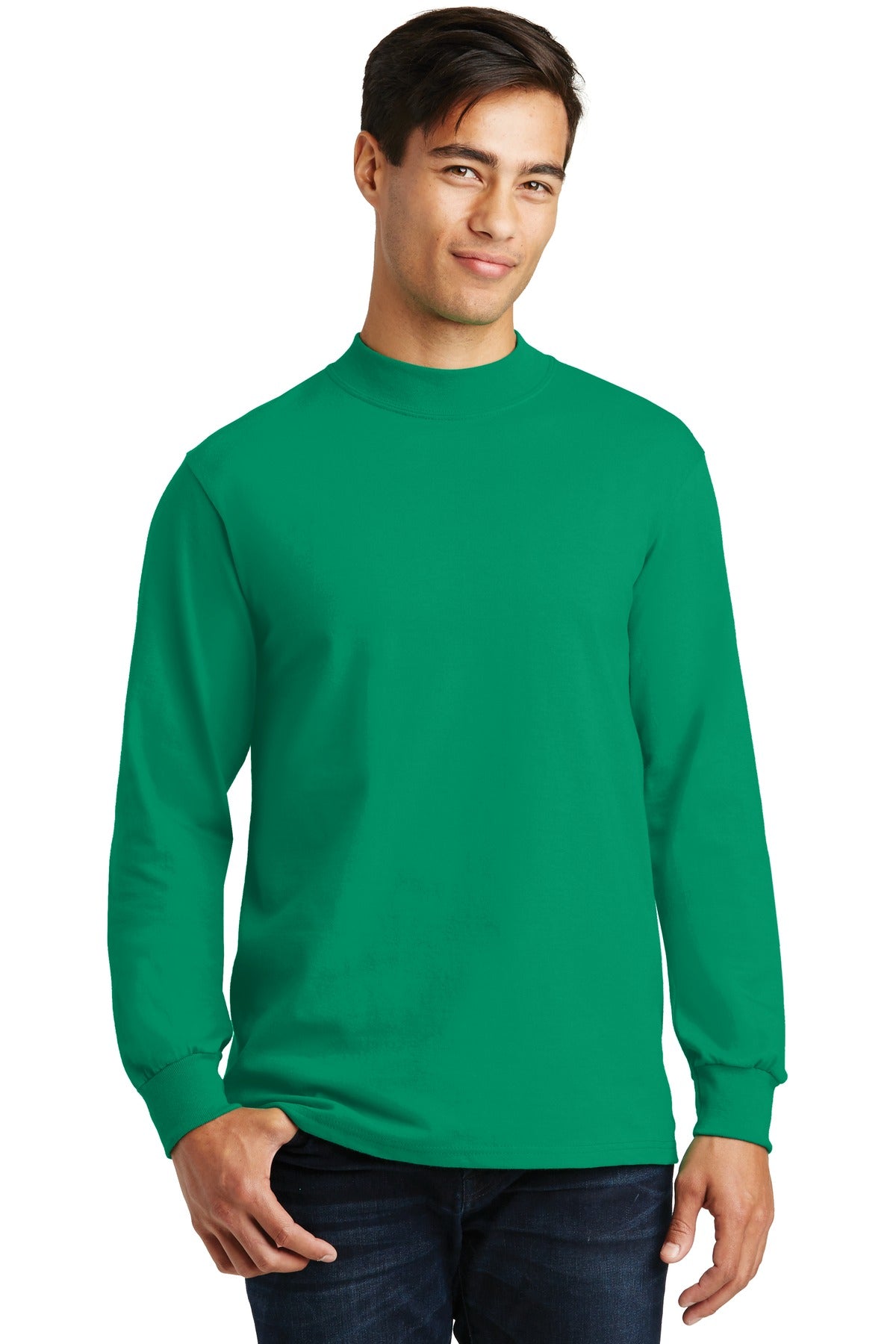 Front View of Kelly Port & Co Essential Mock Turtleneck. PC61M plain