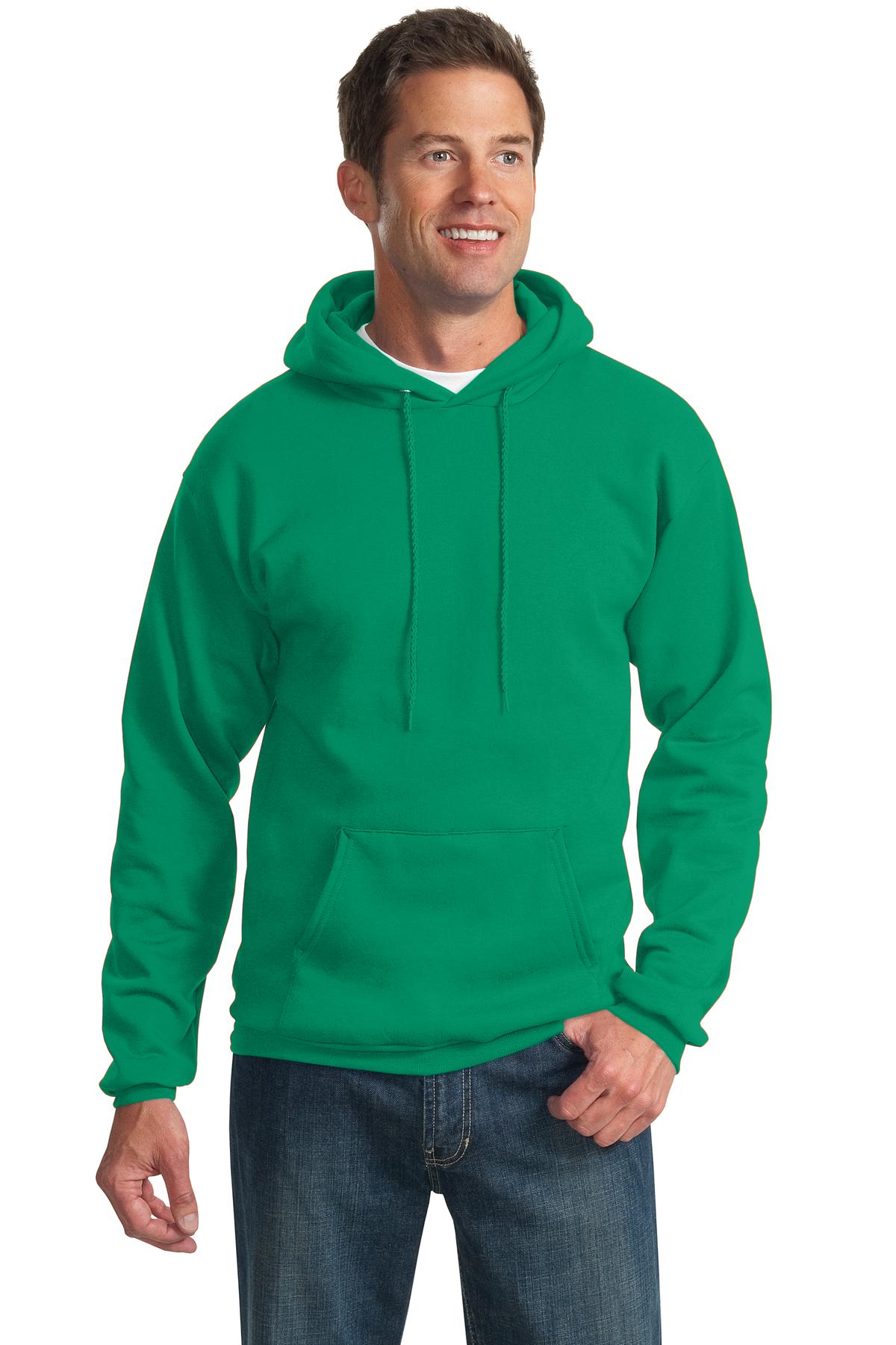 Front View of Kelly Port & Co Tall Essential Fleece Pullover Hooded Sweatshirt. PC90HT plain