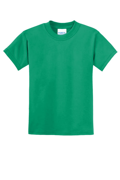 Front View of Kelly Port & Co Youth Core Blend Tee. PC55Y plain