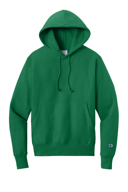 Front View of KellyGreen Champion Reverse Weave Hooded Sweatshirt S101