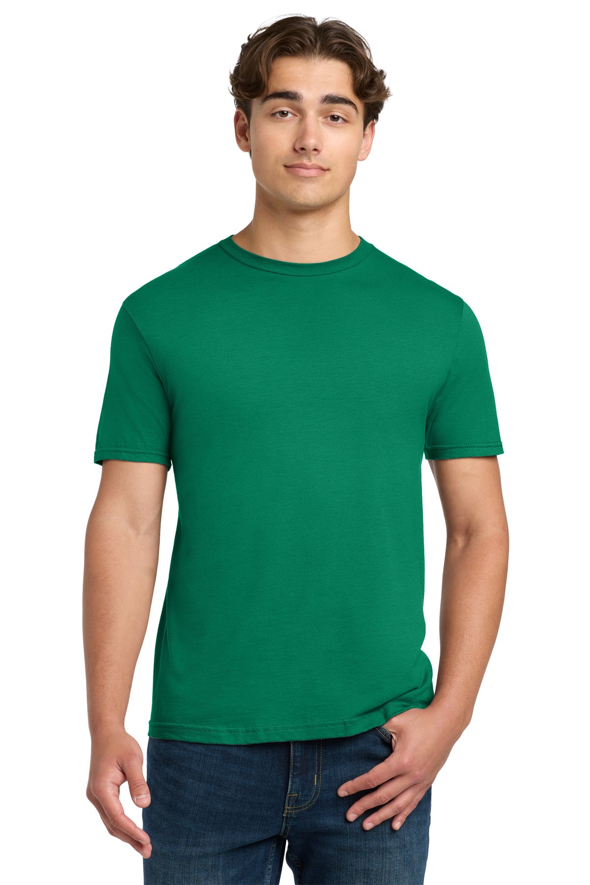 Front View of KellyGreen Gildan Softstyle T-Shirt. 64000 plain