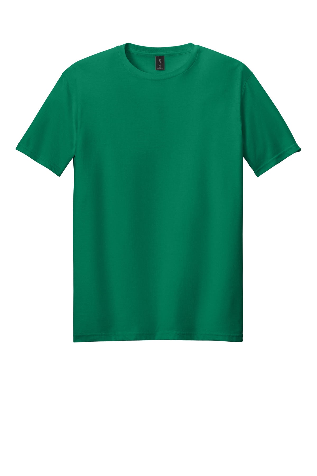 Front View of KellyGreen Gildan Softstyle T-Shirt. 64000 plain
