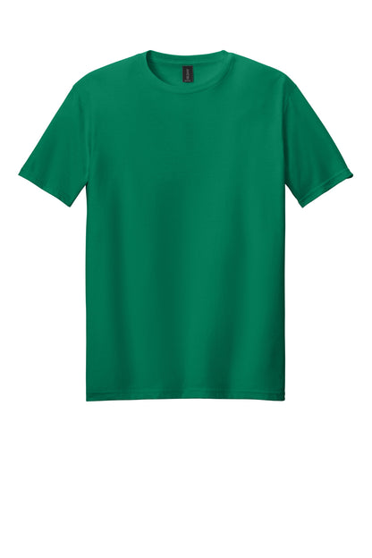 Front View of KellyGreen Gildan Softstyle T-Shirt. 64000 plain